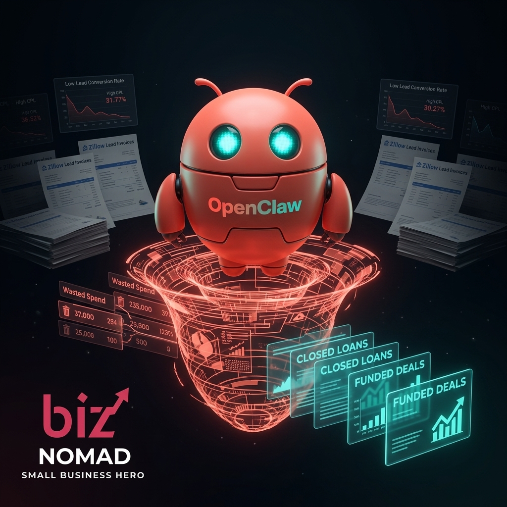 OpenClaw mascot converting wasted mortgage ad spend into closed loans