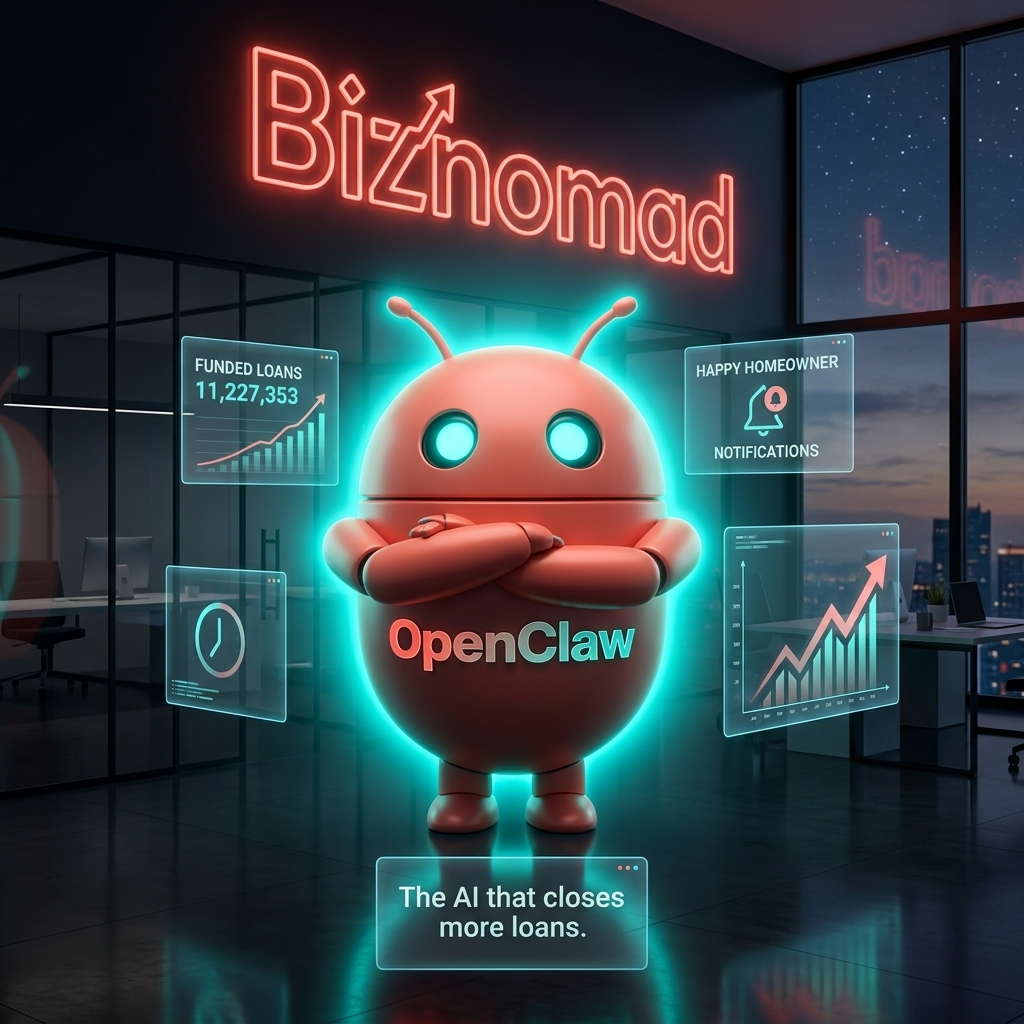 OpenClaw mascot in mortgage command center with pipeline dashboards